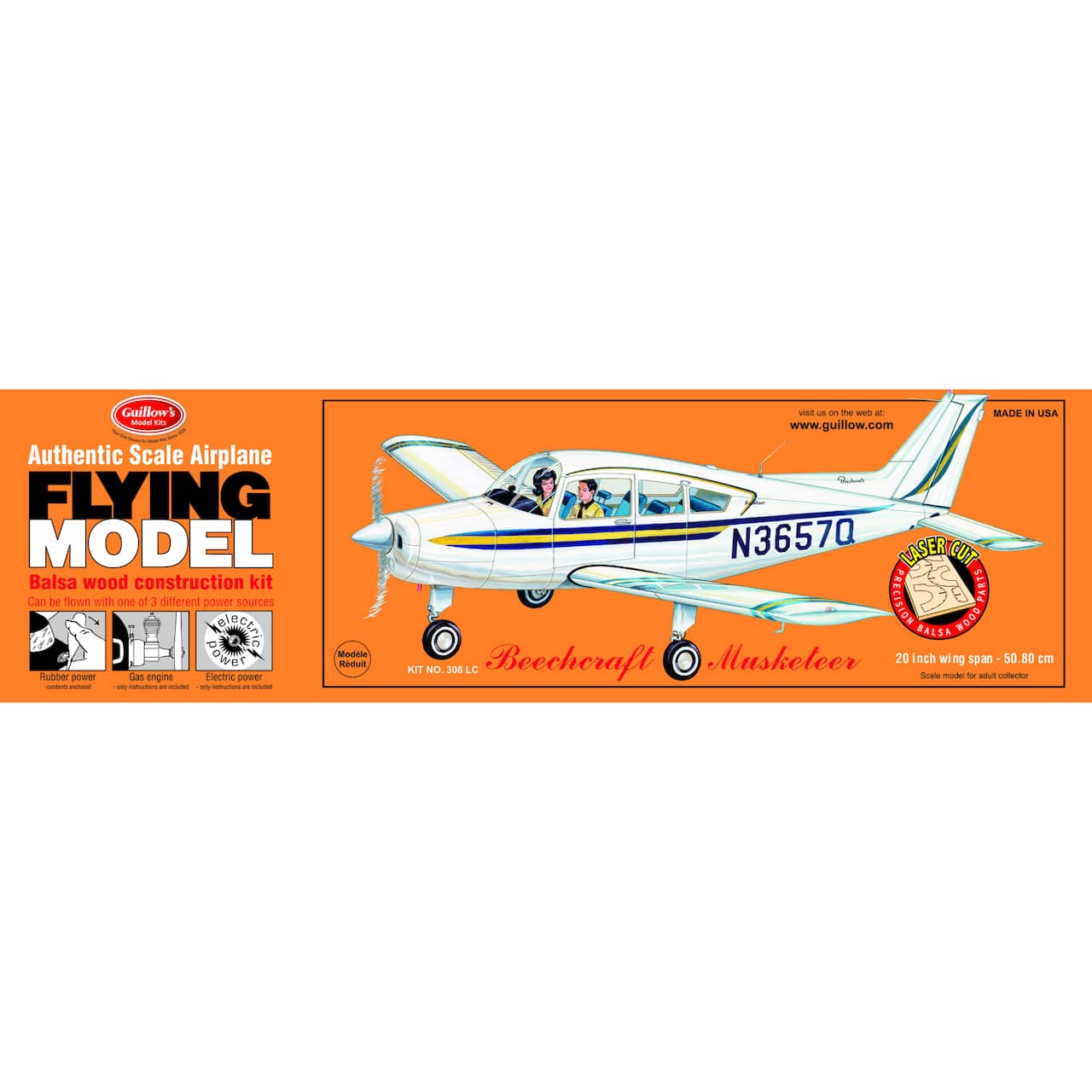 Paul K. Guillow Beechcraft Musketeer Laser Cut Model Kit